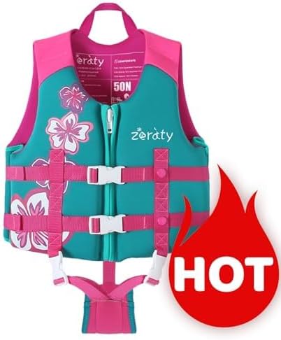 Zeraty Toddler Swim Vest Neoprene Kids Float Jacket Swimming Aid for Children Girls and Boys 20-30-40-50-60-70-80Lbs with Dual Adjustable Safety Straps