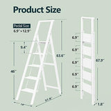 WOA WOA 5 Step Ladder, Ladders for Home, Anti-Slip Pedals, Aluminum Step Stool Foldable, Lightweight to Move, Ease of Storage, Reach 10ft for Closet Kitchen Library, Hold 300lbs - White