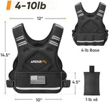 APEXUP Adjustable Weighted Vest, 4-10lb/12-18lb/20-32lb Vest with 6 Ironsand Weights and Large Pocket, Weight Vest for Men Women Strength Training, Running, Walking