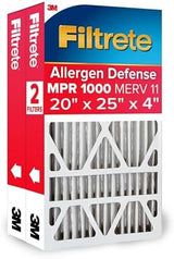 Filtrete 20x25x4 Air Filter, MPR 1000, MERV 11, Allergen Defense 12-Month Deep Pleated 4-Inch Air Filters, 2 Filters