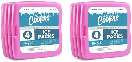 Cool Coolers by Fit + Fresh, Reusable & Long-Lasting Slim Ice Packs, Cold Packs for Lunch Boxes, Ice Packs for Lunch Bags