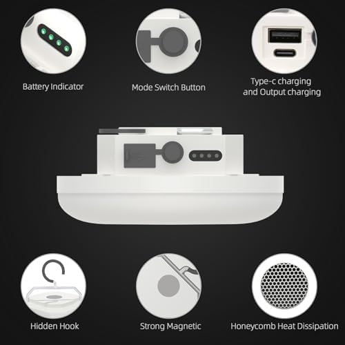 Camping Tent Light LED Rechargeable Portable Hanging Lantern with Remote,IPX5 Waterproof Outdoor Lights with Battery Power, Camp Lamp Light for Glamping Indoor Outages Car Repair