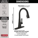 Delta 19802TZ-BL-DST Lenta Kitchen Faucet, Without Soap Dispenser, Matte Black