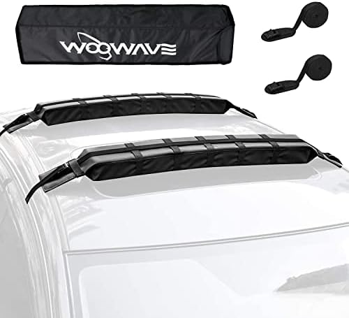 WOOWAVE Premium Kayak Roof Rack Pads Universal Car Soft Roof Rack Kayak Carrier for Canoe/Surfboard/Paddleboard/SUP/Snowboard with Tie Down Straps, Tie Down Rope, Quick Loop Strap and Storage Bag