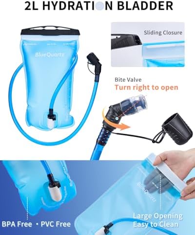 Hydration Backpack with 2L Water Bladder, Hiking Water Backpack for Women Men, Lightweight Cycling Daypack with Phone Pocket & Helmet Net Bag, Hydration Pack for Biking, Running, Skiing