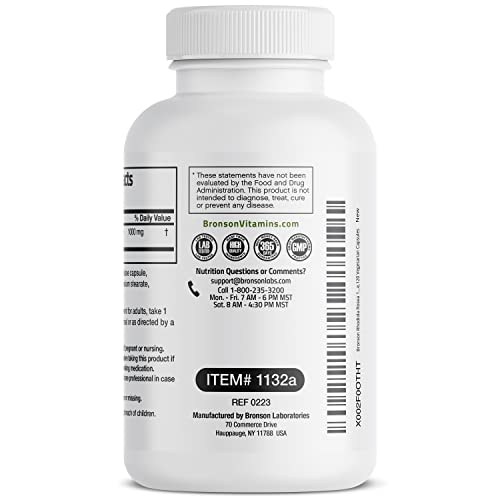 Bronson Rhodiola Rosea 1000mg Supplement - Adaptogenic Herb for Brain, Stress & Mood Support - Non-GMO, 120 Vegetarian Capsules