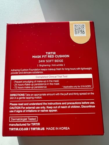 TIRTIR Mask Fit Red Cushion Foundation | Full coverage, Weightless, Skin fit, Satin Glow Finish, Korean Makeup, beauty, Tattoo cover up, Buildable (#24N Latte, 0.63 Fl Oz)