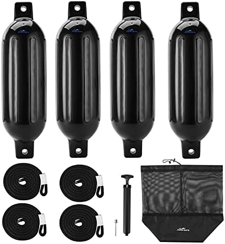 Affordura Boat Fender 4 Pack Boat Bumpers Fenders with 4 Ropes, Boat Bumpers for Pontoon Boat Fenders Inflatable