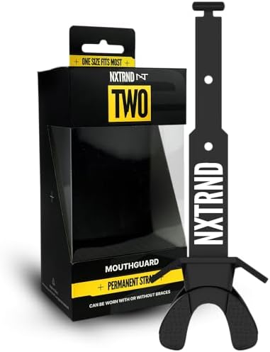 Nxtrnd Two Football Mouth Guard, Football Mouthpiece with Strap, Fits Adult & Youth (Black)