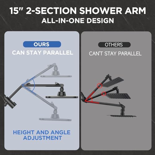 Veken [1.8gpm Eco-Flow] 11.8 Inch Rain Shower Head with 6 Modes Handheld Water Spray,Wide Showerhead Combo with Extension Arm-housewarming gift, Dual Shower with Anti-Clog Nozzles,Matte Black
