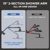 Veken [1.8gpm Eco-Flow] 11.8 Inch Rain Shower Head with 6 Modes Handheld Water Spray,Wide Showerhead Combo with Extension Arm-housewarming gift, Dual Shower with Anti-Clog Nozzles,Matte Black