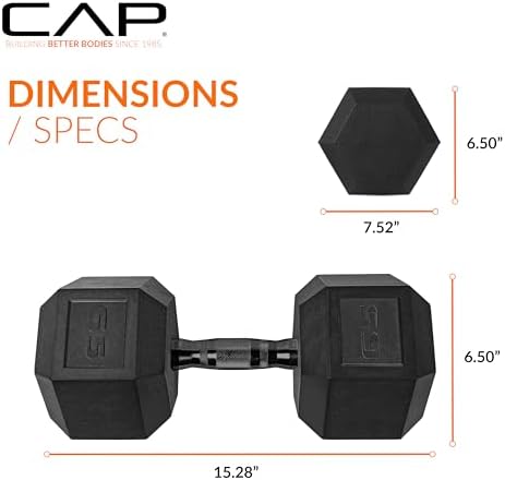 CAP Barbell Coated Hex Dumbbell Weight | Multiple Options
