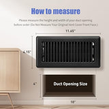 Floor Register 4x10, Floor Vent Covers for Home Floor, Sidewall, Heavy Duty Steel Walkable Floor Grates, Adjustable Air Vent Covers Rust Proof Finish, 4" x 10'' Floor Vent, 6 Pack, Black