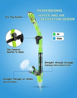 Greatever Dry Snorkel Set,Panoramic Wide View,Anti-Fog Scuba Diving Mask,Professional Snorkeling Gear