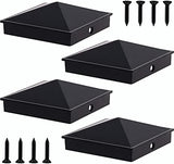 Azdele 4x4 Aluminum Pyramid Post Caps Cover for 4x4 Nominal Wood Post(Actual/True 3.5" x 3.5"), with Matte Finish Powder Coated Surface, for Fence Wood Post of Decks or Corridors(Black, 4 Pack)