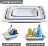 Beright 2 Pack Storage Bins, Collapsible Wash Basin Folding Dish Tub Sink, Space Saving for Dishing, Fruit, and Camping, Hiking and Home, Grey, 2 in 1 Set