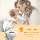 Potty Training Seat Built-in Toilet Seat, Round Toilet Seat 16.5inch with Baby Seat 2 in 1 Soft Close Quiet No Slapping, Magnetic Absorption, Easy Installation for Bottom Fixing Toilet