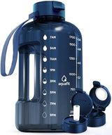 AQUAFIT 64 oz Water Bottle with Time Marker - Straw & Chug Lid - BPA Free Half Gallon Water Bottle, Big Water Bottle with Straw, Gym Water Bottle with Handle, Gallon Water Jug (Nebula, 64 Ounces)