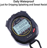 Stopwatch Timer Lap Split Digital Stopwatch with Clock Calendar Alarm, Large Display Stop Watch for Sports Kids Coaches Swimming Running