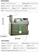 UPWOIGH Portable 5 Gallon Water Jug with Automatic Touch Control Pump,Truly No Leakage Water Container with Spigot,Type-C Rechargeable Military Green Water Pump Gear for Outdoors Camping Hiking