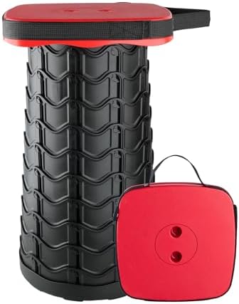Boreeman Upgraded Collapsible Stool, Square Portable Stool, Lightweight Yet More Sturdy with Load Capacity 400lbs, Perfect for Camping Fishing Hiking BBQ (Square Red)