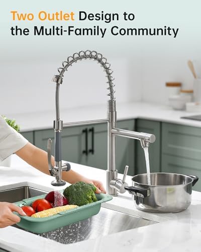 Fapully Commercial Pull Down Kitchen Sink Faucet with Sprayer Brushed Nickel
