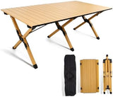 Folding Camping Table, Lightweight Roll-Up Table Aluminum Low Portable Picnic Table with Carrying Bag for Outdoor, Beach, Picnic, Backyards, BBQ and Party, 45.2''L x 23.6''W x 17.3''H