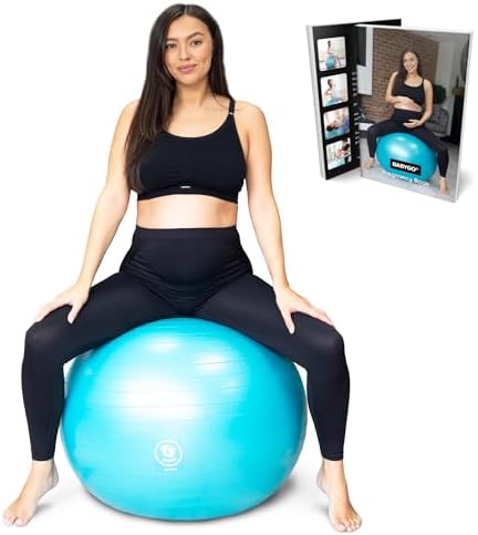 BABYGO® Birthing Ball for Pregnancy & Labor + Our Award Winning Book - Exercise, Birth & Recovery Plan, 5X Stronger Than a Yoga Ball with Eco Friendly Material