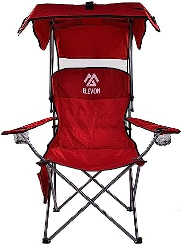 Canopy Chair Folding Camping Recliner Support with Carrying Bag, Burgundy
