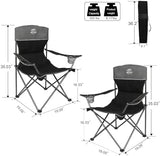 Oversized 4 Pcs Camping Chair Set with Table,Outdoor Folding Heavy Duty Lawn Chair,Cup Holder,Portable,Loveseat Chair Perfect for Family Hiking,Picnics and Beach Trips,Black