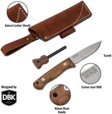 BPS Knives Bushmate 2.0 Designed by DBK - Bushcraft Knife - Fixed-Blade Carbon Steel Knife with Leather Sheath & Firestarter - Outdoor Full Tang Camping Survival Knives
