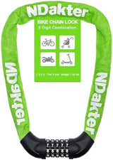 NDakter Bike Chain Lock, 5 Digit Combination Heavy Duty Anti Theft Bicycle Chain Lock,2.62/3.2/4.27/5/6Ft Long Security Resettable Bike Locks for Bike, Bicycle, Scooter, Door, Gate, Fence-4/6mm Thick