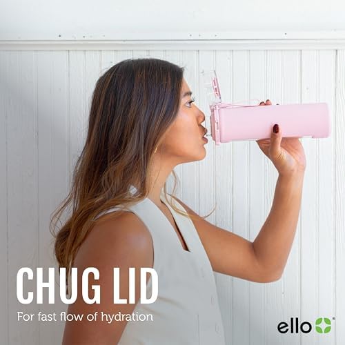 Ello Syndicate 20oz Reusable Glass Water Bottle with One-Touch Leak Proof Flip Lid and Protective Non-Slip Silicone Sleeve and Carry Loop for Coffee, Tea and Water, BPA-free Dishwasher Safe