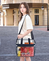 Paxiland Clear Bag for Stadium Events 12x6x12, Clear Tote Bag with Reinforced Strap, Transparent Bag for Sports Concert