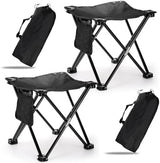 2 Pack Camping Stool, 13 Inch Compact Camping Chair Portable, Lightweight Folding Stool Seat with Side Pocket and Carry Bag for Outdoor Hiking, Fishing, Picnic, Beach and Lawn Party, Black