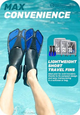 CAPAS Snorkel Fins, Swim Fins Travel Size Short Adjustable for Snorkeling Diving Adult Men Women Kids Open Heel Swimming Flippers