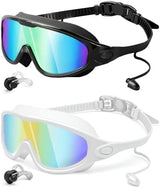 Rantizon Swim Goggles 2 Pack, Wide View Anti Fog&UV Swimming Goggles for Audlt, No Leaking Pool Accessories for Men Women Kid