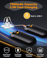 Hand Warmers Rechargeable - 7000mAh Electric Hand Warmer Reusable 2 Pack with LED Digital Display, 4 Levels Max 132℉, 20 Hrs Warmth Magnetic Portable Pocket Heater for Golf, Camping, Hunting, Fishing