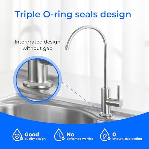 Waterdrop Filtered Water Faucet, Drinking Water Faucet, Reverse Osmosis Faucet, RO Faucet, RO Water Faucet, Water Filter Faucet for Kitchen Sink, Water Dispenser Faucet, Stainless Steel, Lead-Free