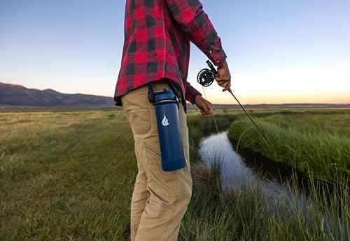 HYDRO CELL Stainless Steel Insulated Water Bottle with Straw - For Cold & Hot Drinks - Metal Vacuum Flask with Screw Cap and Modern Leakproof Sport Thermos for Adults (Navy 24oz)