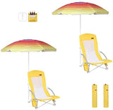Nice C Beach Chair, Beach Chairs for Adults with Umbrella and Cooler, High Back, Cup Holder & Carry Bag & Heavy Duty Compact Outdoor, Camping (Set of Yellow)