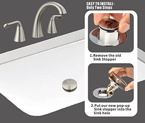 Artiwell Universal Bathroom Sink Drain Stopper, Fits Most Pop-Up Drains for Vessel Sink Lavatory Vanity, Sink Drain Strainer with Detachable Hair Catcher, Tested by Plumber in US (Brushed Nickel)