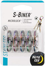 Nite Ize S-Biner MicroLock Stainless Steel - Durable Key Holder Carabiner Clip - S-Biner with Locking Gates - Durable & Strong Mini Carabiners for Keychain Accessories - Spectrum (5 Pack)