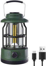 EverBrite LED Camping Lantern, USB C Rechargeable Lantern with Stepless Dimming, Vintage Portable Camping Lights & Lanterns, Lanterns for Power Outages, Hurricane, Emergency, Fishing, Home and More
