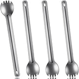 4 Pieces Titanium Long Handle Spork and Spoon Ultralight Portabale Flatware 8.7 Inch Soup Spoon Camping Spork for Outdoor Camping Backpacking Hiking Travel Picnic Tableware (Silver)