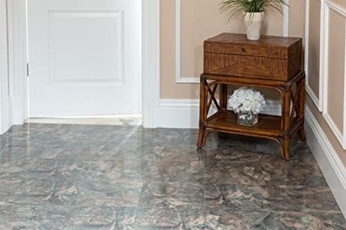 Nexus Self Adhesive 12-Inch Vinyl Floor Tiles, 20 Tiles - 12" x 12", Dark Slate Marble Pattern - Peel & Stick, DIY Flooring for Kitchen, Dining Room, Bedrooms & Bathrooms by Achim Home Decor