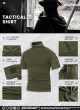 MAGCOMSEN Men's Tactical Military Shirts 1/4 Zip Short Sleeve Slim Fit Camo Shirt