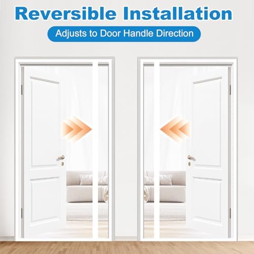 Side Opening Magnetic Screen Door, Fit Door Size 32 x 80 Inch, Reversible Left and Right Removable Screen Door Mesh with Strong Magnet, Actual Mesh Size 34" x 81", White