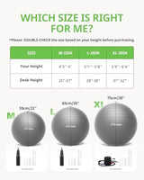 Trideer Yoga Ball - Exercise Ball for Workout pilates Stability - Anti-Burst and Slip Resistant for physical therapy, Birthing, Stretching & Core Workout, Office Ball Chair, Flexible Seating, Home Gym