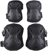AOUTACC Tactical Combat Knee & Elbow Protective Pads Set for Outdoor CS Paintball Game Cycling Safety Skateboarding Gear Skates Knee Protection Guard Pads
